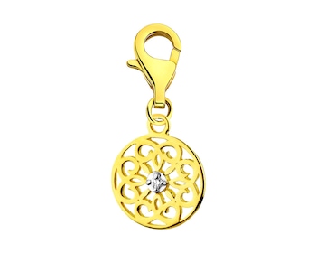 Yellow Gold Diamond Charms Pendant - Openwork Disc 0,005 ct - fineness 9 K