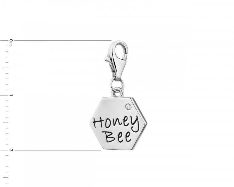 Sterling Silver & Enamel Charms Pendant with Cubic Zirconia - Bee