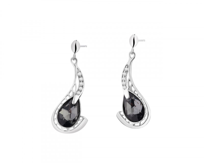 Sterling Silver Earrings with Cubic Zirconia & Crystal