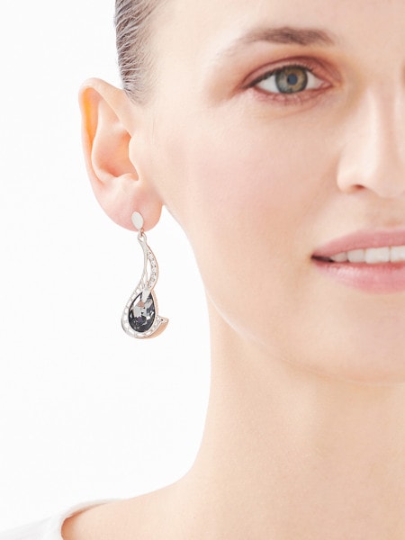 Sterling Silver Earrings with Cubic Zirconia & Crystal