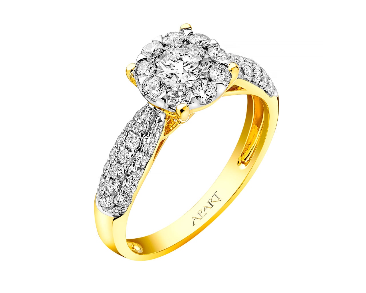 Prsten ze žlutého zlata s brilianty 1,02 ct - ryzost 585