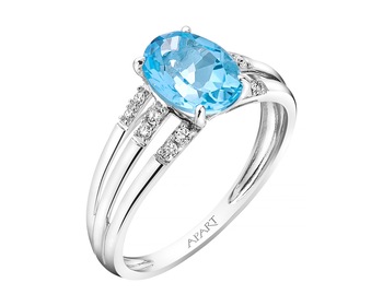 White Gold Ring with Diamond & Topaz 0,09 ct - fineness 9 K