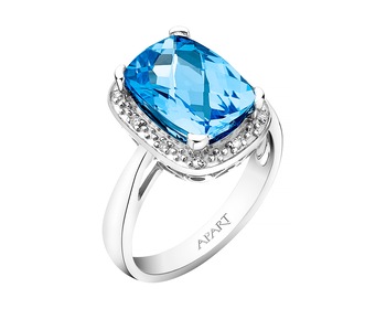 White Gold Ring with Diamond & Topaz (London Blue) 0,05 ct - fineness 14 K></noscript>
                    </a>
                </div>
                <div class=