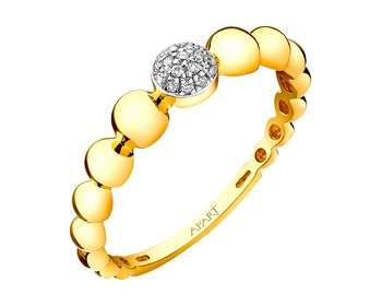 Yellow Gold Diamond Ring 0,04 ct - fineness 9 K