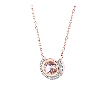 Rose Gold Necklace with Diamond & Morganite 0,05 ct - fineness 9 K