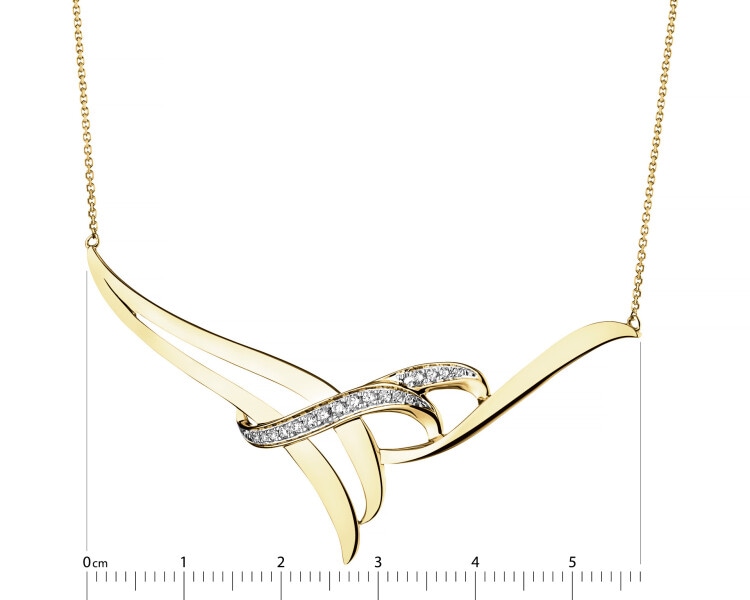 Náhrdelník ze žlutého zlata s brilianty - 0,15 ct - ryzost 585