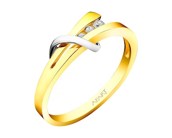 Prsten ze žlutého a bílého zlata s brilianty 0,05 ct - ryzost 585