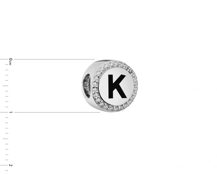 Zawieszka srebrna beads - litera K