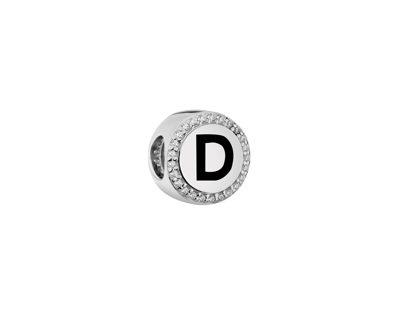 Zawieszka srebrna beads - litera D
