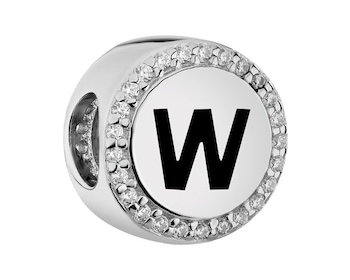 Zawieszka srebrna beads - litera W