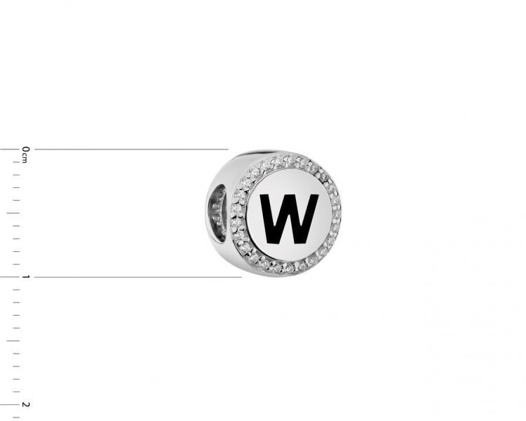 Stříbrný přívěsek Beads se zirkony - písmeno W