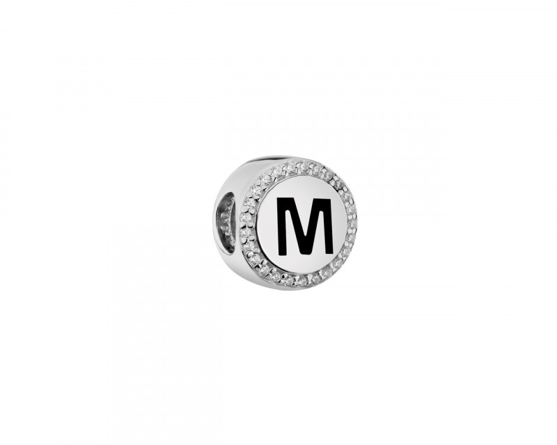 Sterling Silver Beads Pendant - Letter M