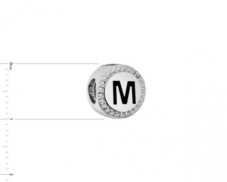 Stříbrný přívěsek Beads se zirkony - písmeno M