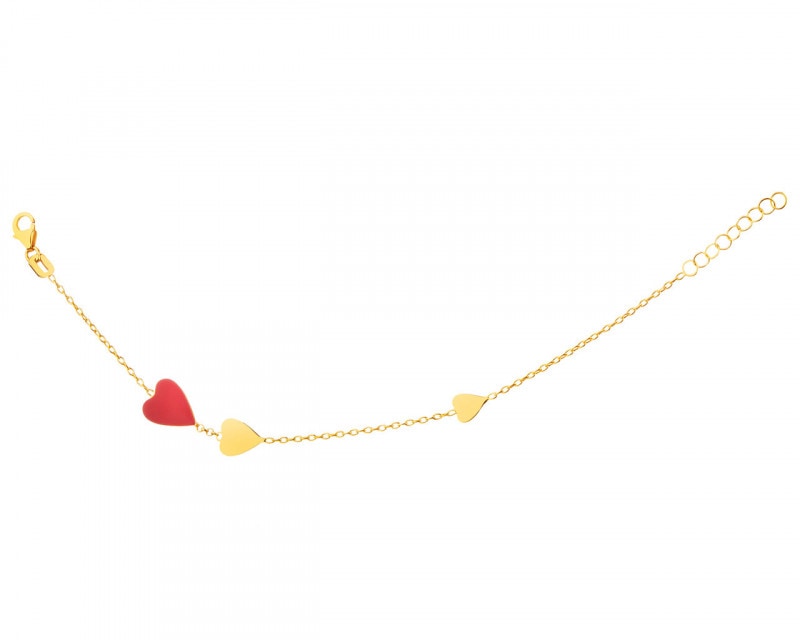 Yellow Gold & Enamel Bracelet - Heart