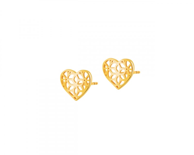 Yellow Gold Earrings - Heart