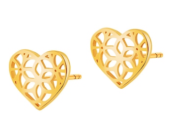 Yellow Gold Earrings - Heart