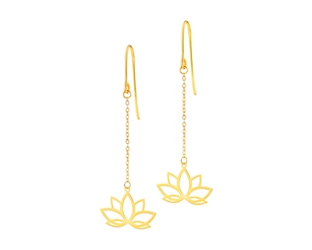 Yellow Gold Earrings - Lotus Flower