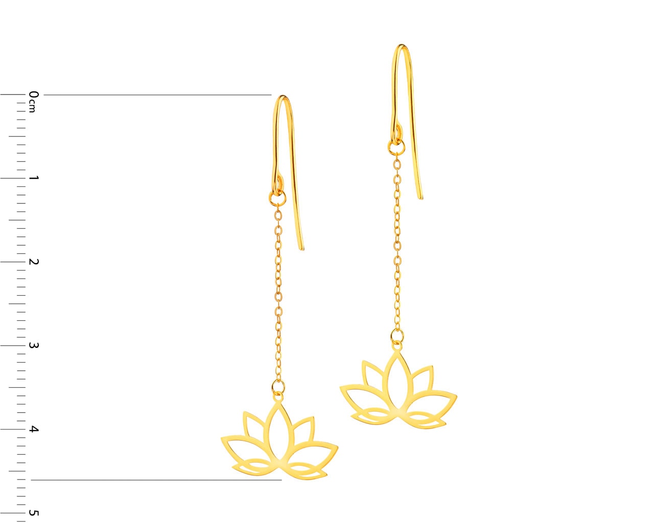 Złote kolczyki - kwiaty lotosu