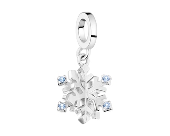 Sterling Silver Beads Pendant with Cubic Zirconia - Snowflake