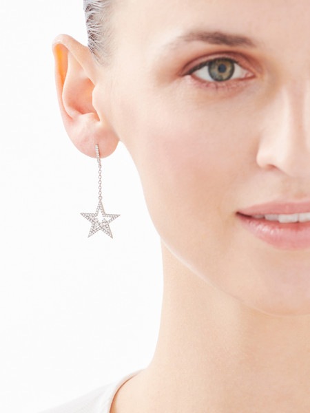 Sterling Silver Earrings with Cubic Zirconia - Stars
