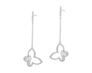 Sterling Silver Earrings with Cubic Zirconia - Butterfly