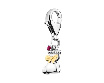 Sterling Silver Charms Pendant with Synthetic Corundum - Sock