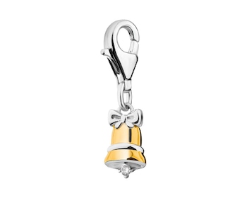 Sterling Silver Charms Pendant with Cubic Zirconia - Bell