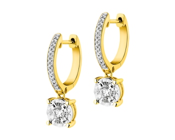 Yellow & White Gold Diamond Earrings 0,28 ct - fineness 14 K