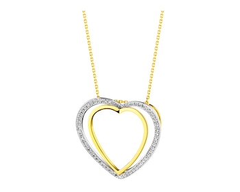 Yellow Gold Diamond  Pendant - Heart 0,10 ct - fineness 9 K