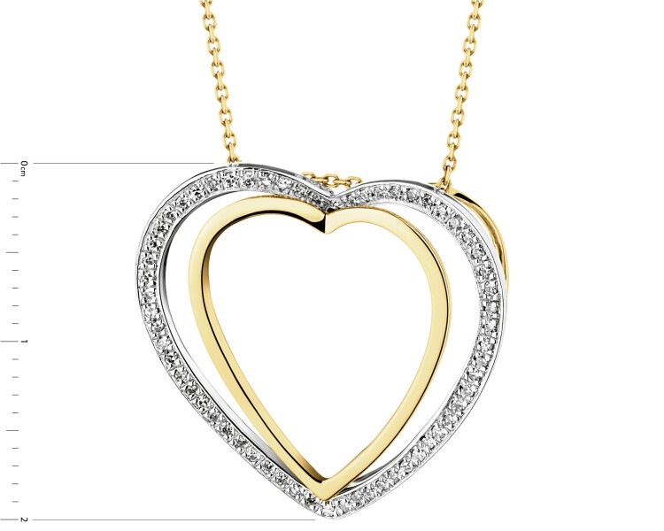 Yellow Gold Diamond  Pendant - Heart - 0,10 ct - fineness 9 K