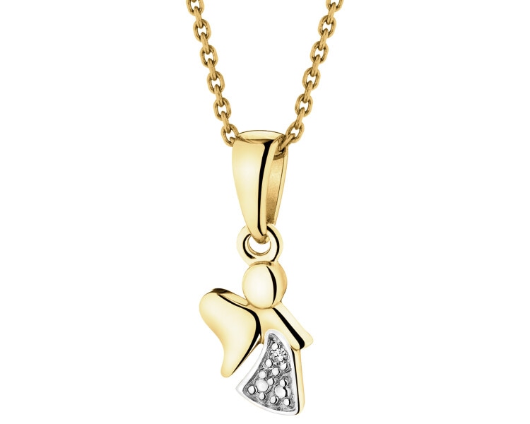 Yellow Gold Diamond Pendant - Angel - 0,002 ct - fineness 14 K