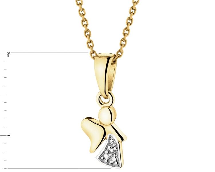 Yellow Gold Diamond Pendant - Angel - 0,002 ct - fineness 14 K