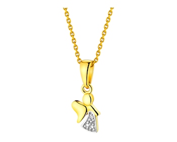 Yellow Gold Diamond Pendant - Angel 0,003 ct - fineness 14 K