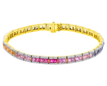 Yellow Gold Bracelet with Diamond & Sapphire - fineness 14 K