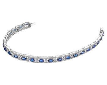 White Gold Bracelet with Diamond & Sapphire - fineness 14 K