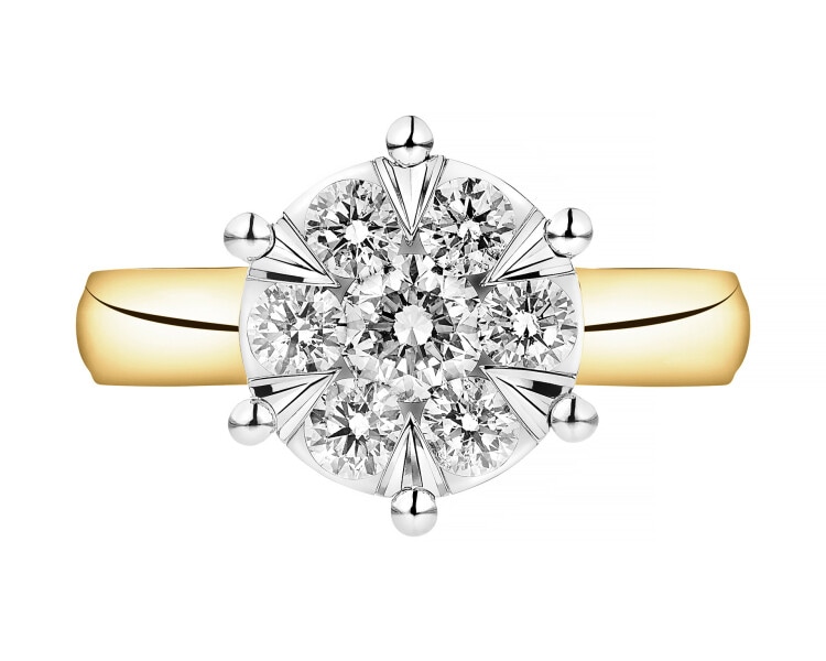 Prsten ze žlutého a bílého zlata s brilianty - 0,84 ct - ryzost 585