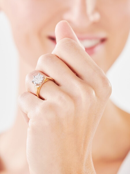 Prsten ze žlutého a bílého zlata s brilianty - 0,84 ct - ryzost 585