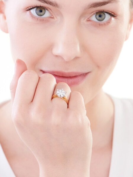Prsten ze žlutého a bílého zlata s brilianty - 0,84 ct - ryzost 585