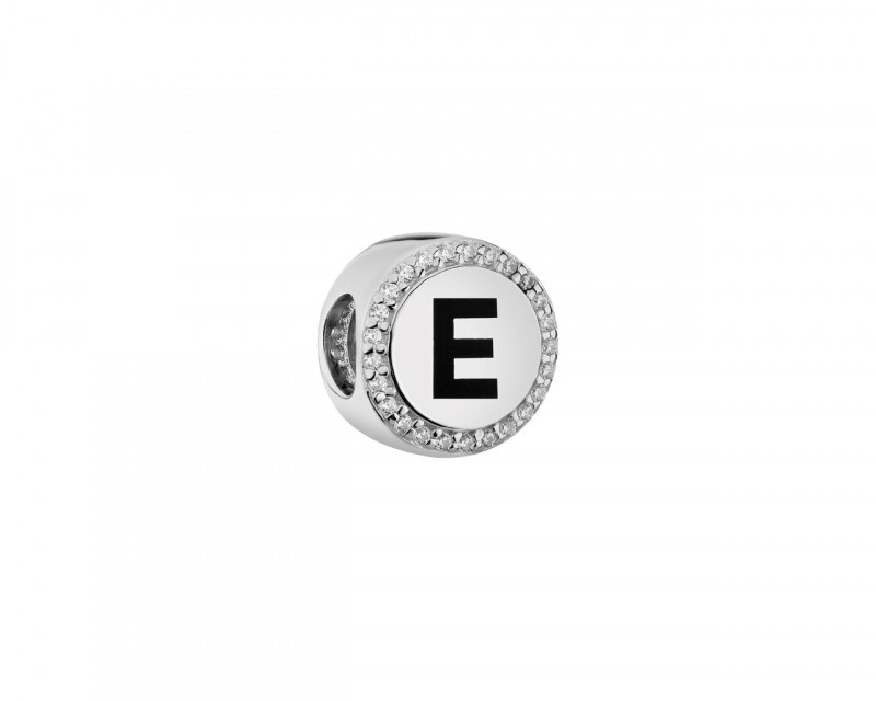 Stříbrný přívěsek Beads se zirkony - písmeno E