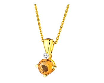 Přívěsek ze žlutého zlata s diamantem a citrínem - ryzost 585