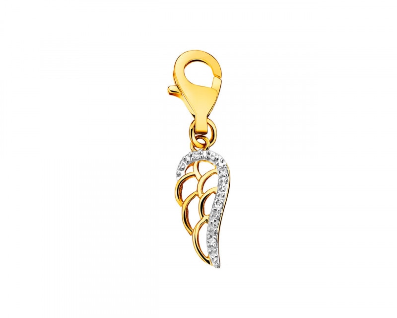 Zlatý přívěsek Charms s diamanty - křídlo 0,01 ct - ryzost 585