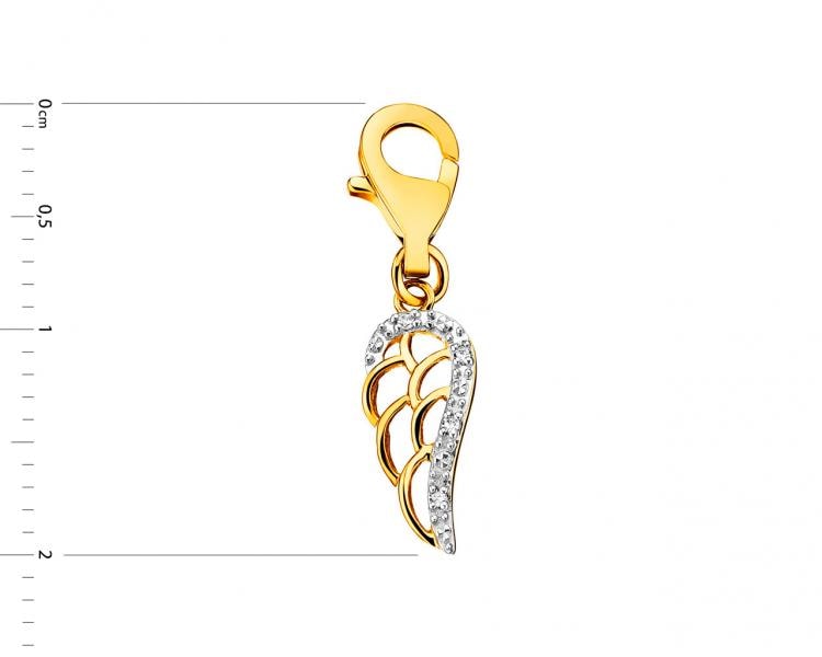 Zlatý přívěsek Charms s diamanty - křídlo 0,01 ct - ryzost 585