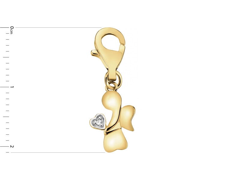Přívěsek charms ze žlutého zlata s diamantem - anděl - 0,004 ct - ryzost 585