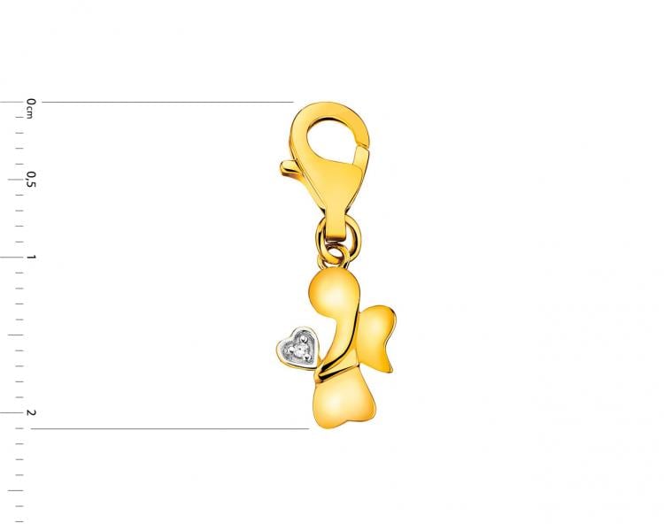 Přívěsek charms ze žlutého zlata s diamantem - anděl 0,004 ct - ryzost 585