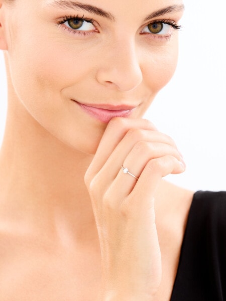 Pierścionek z białego złota z brylantem - serce - 0,11 ct - próba 750