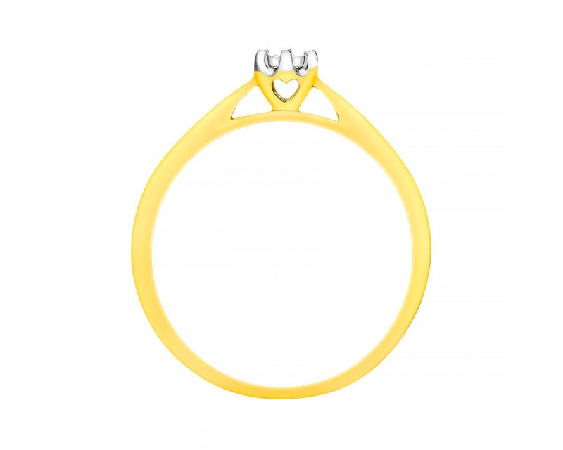 Prsten ze žlutého a bílého zlata s briliantem 0,02 ct - ryzost 585