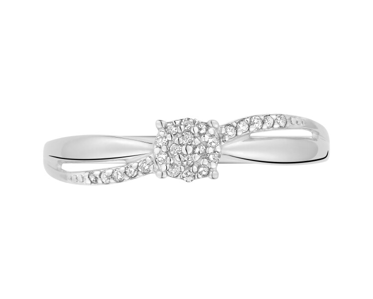 Pierścionek z białego złota z diamentami - 0,05 ct - próba 750