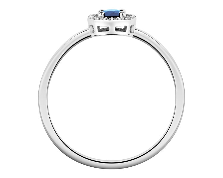 White Gold Ring with Diamond & Sapphire - fineness 14 K