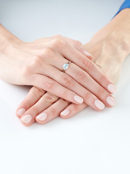 White Gold Ring with Diamond & Topaz - fineness 14 K
