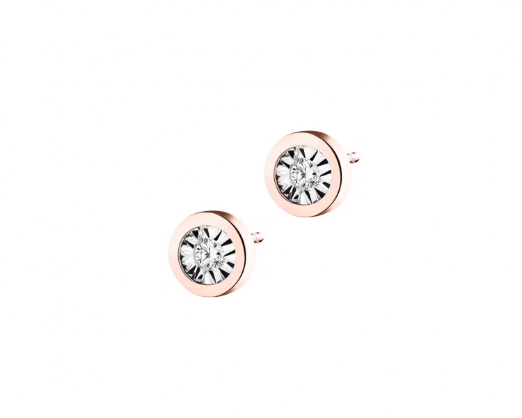 Kolczyki z różowego i białego złota z diamentami 0,05 ct - próba 375